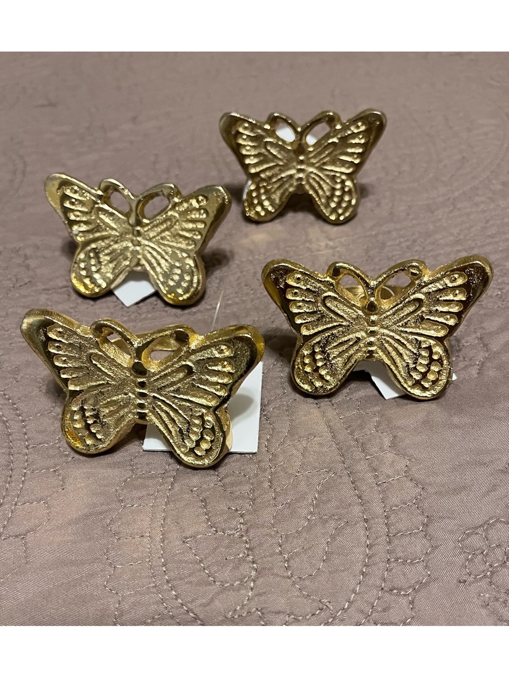 4 metal butterfly napkin rings. Nature theme, cottage, airb&b, lake house